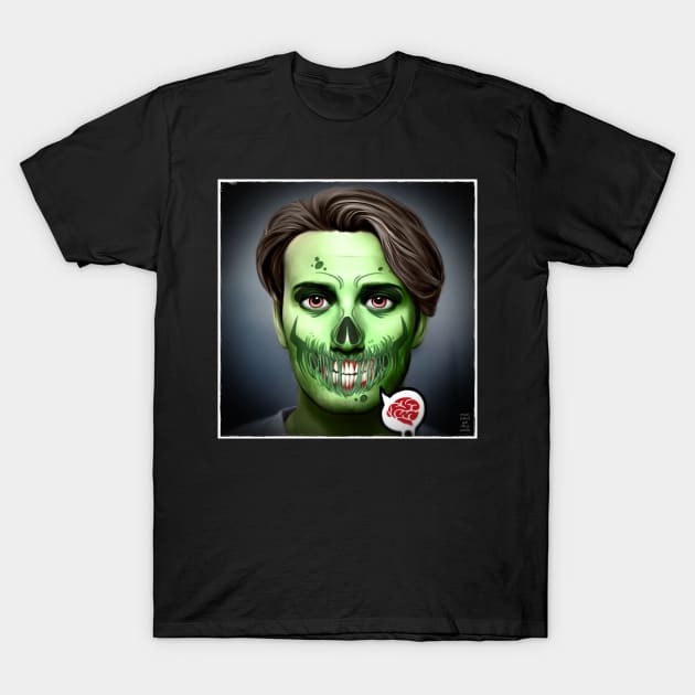 Green Zombie Hannibal with Brain T-Shirt by OrionLodubyal